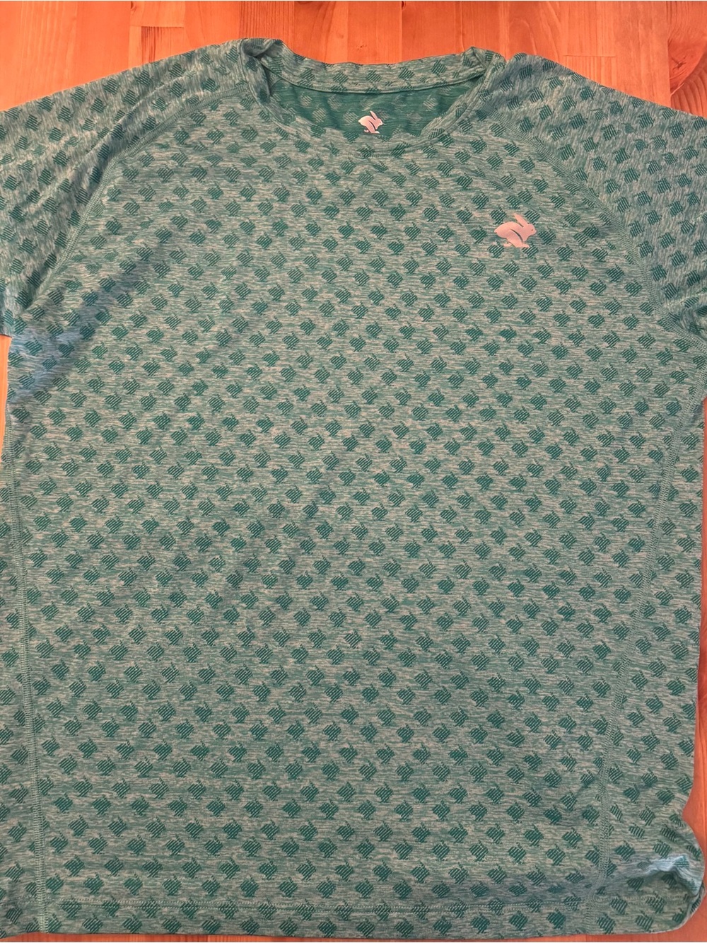 rabbit Men's EZ Tee Short Sleeve Running Shirt - Green All-Over Bunny Pattern